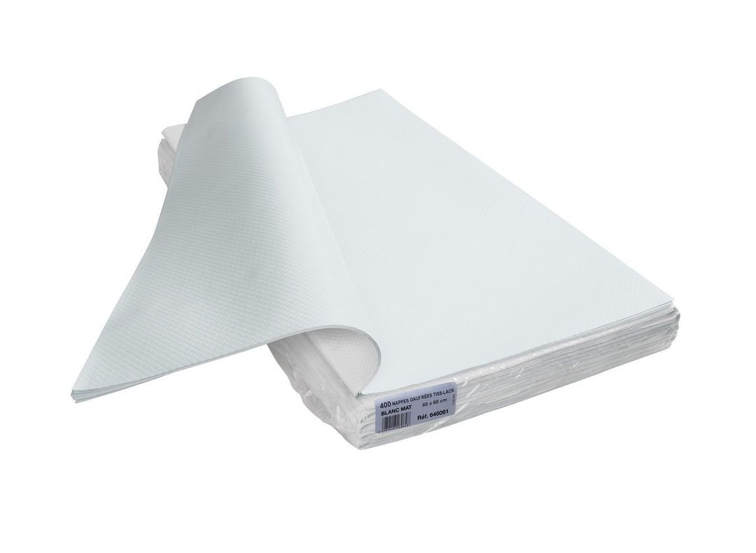 Nappe papier 60x60cm blanche - COGIR - Carton de 400