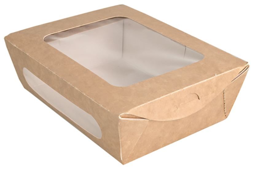 Boite carton kraft salade double fenêtre 700cc - GDP - Carton de 200