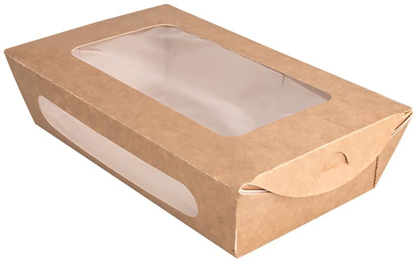 Boite carton kraft salade double fenêtre 900cc - GDP - Carton de 200