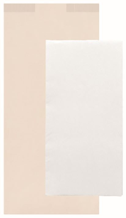 Pochette couverts blanche 11x25cm avec serviette double point blanche 40x32cm - GDP - Carton de 300