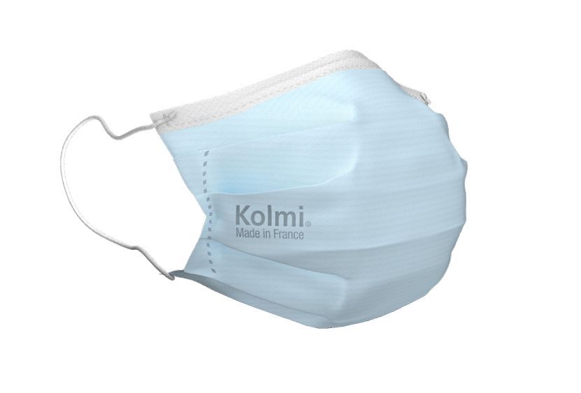 Masque chirurgical 3 plis bleu OP AIR type IIR France - KOLMI - Sachet de 25