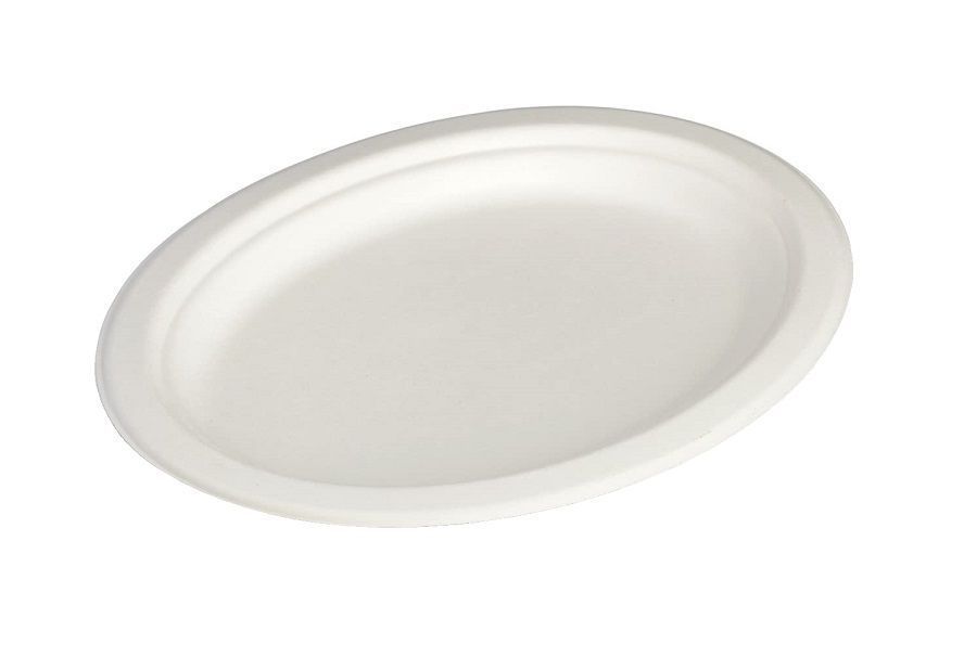 Assiette bagasse ovale blanche 26x20cm - ALPHA FORM - Paquet de 50