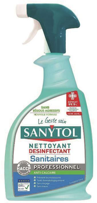 Nettoyant désinfectant anti calcaire sanitaires - SANYTOL - Flacon de 750ml