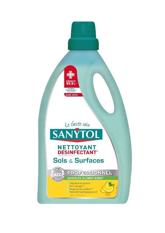 Nettoyant désinfectant sols & surfaces citron - SANYTOL - Bidon de 5l