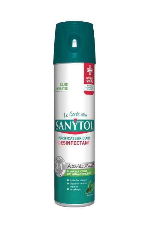 Désodorisant purificateur d'air désinfectant surfaces & textiles - SANYTOL - Aérosol de 600ml