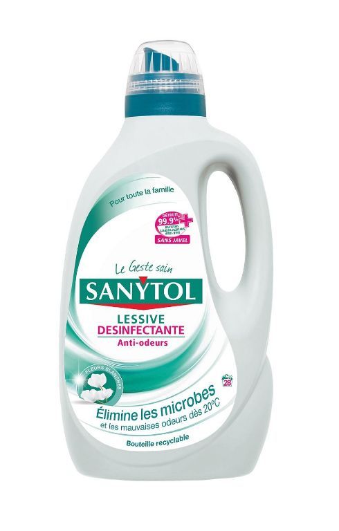 Sanytol - Lessive Désinfectante - Fleurs Blanches - 2,8 L - Tout Type de  Linge, Préserve Fibres et Couleurs à Toutes Températures - Bactéricide