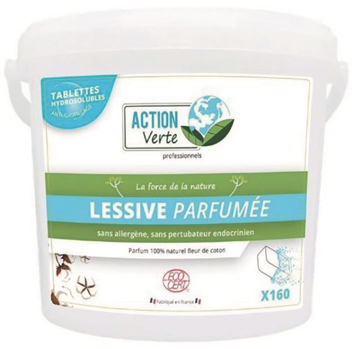 Pastilles lessive linge parfumées Action Verte - ACTION VERTE - Seau de 160 pastilles