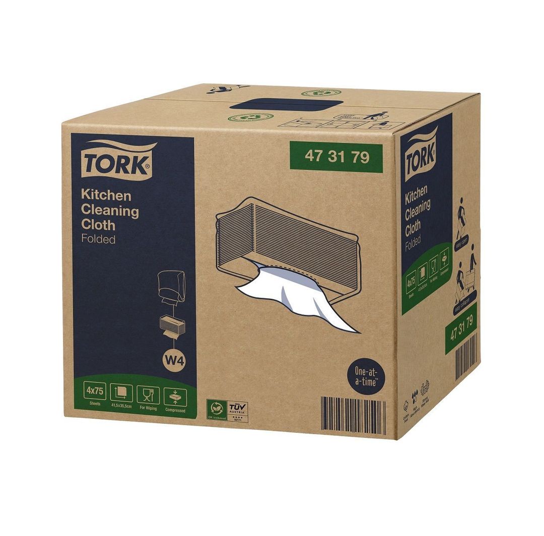 Torchon de cuisine non tissé biosourcé blanc 35,5x41,5cm W4 - TORK - Carton de 300