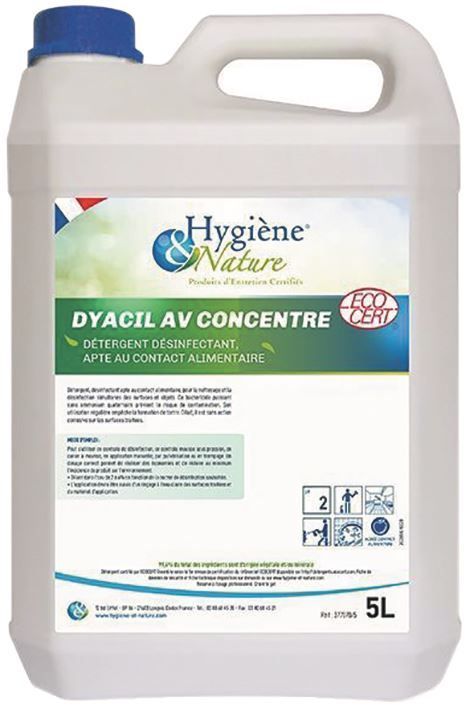 Détergent désinfectant Dyacil AV concentré - HYGIENE ET NATURE - Carton de 2x5l