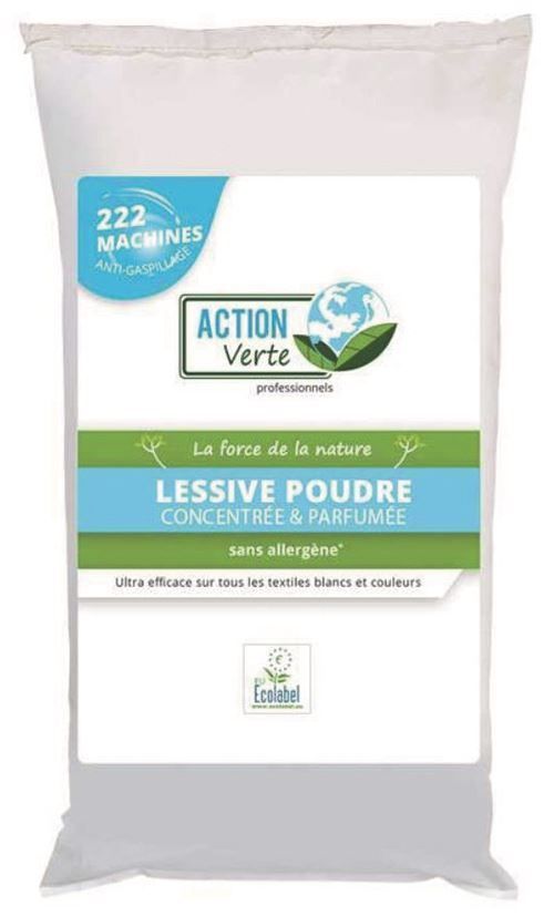 Lessive poudre concentrée 222 doses - ACTION VERTE - Sac de 10kg