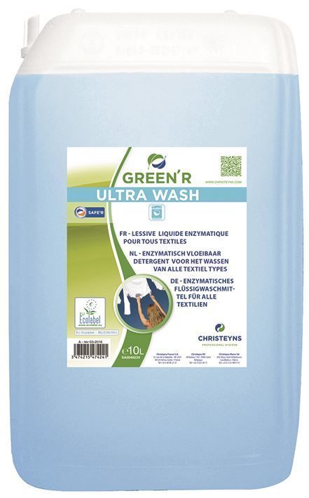 Lessive liquide enzymatique Green'R Ultra Wash - CHRISTEYNS FOOD - Bidon de 10l