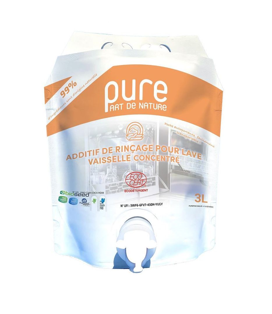 Liquide de rinçage vaisselle ultra concentré Pure - OBIOSEED - Bag de 3l