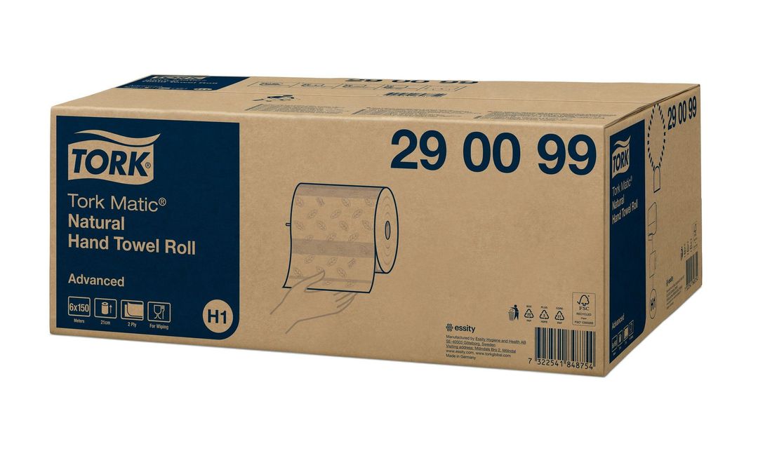 Rouleau d'essuie mains 2 plis naturel H1 Advanced doux 150m - TORK - Carton de 6