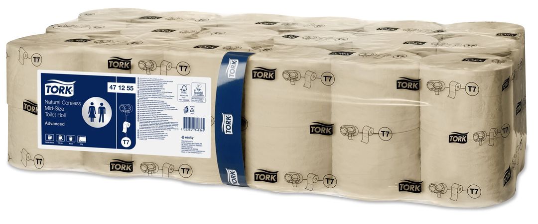 Rouleau papier toilette 2 plis naturel 900 formats Advanced T7 - TORK - Carton de 36