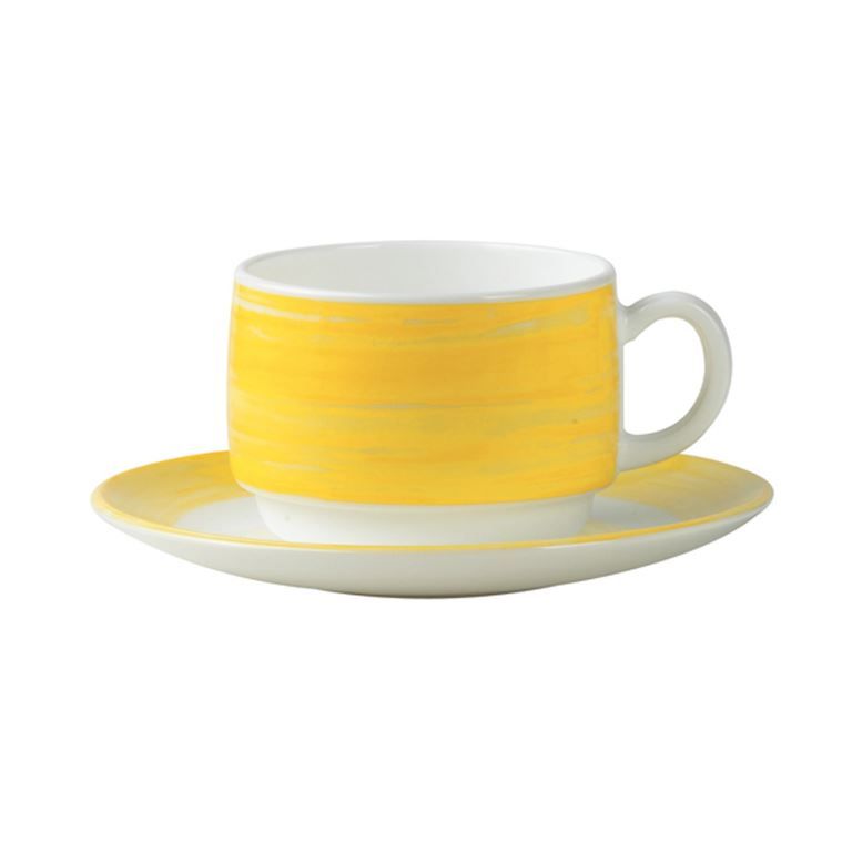 Tasse à thé verre trempé Restaurant Brush jaune 19cl - ARCOROC - Carton de 12