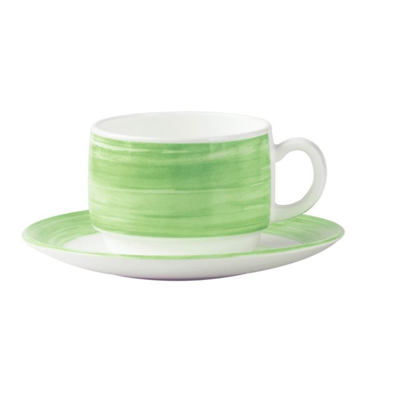 Tasse à thé verre trempé Restaurant Brush vert 19cl - ARCOROC - Carton de 12