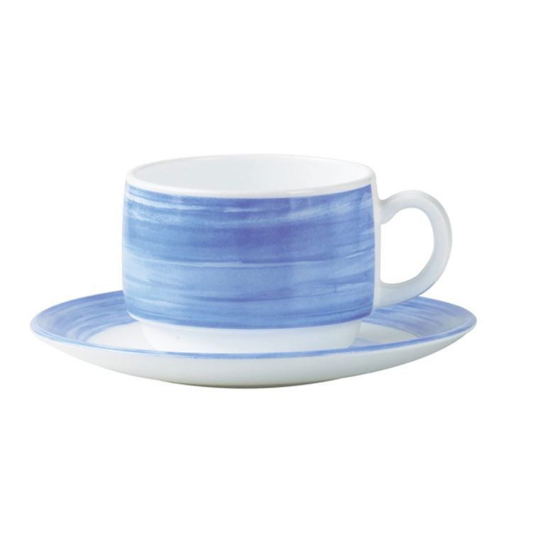 Tasse à thé verre trempé Restaurant Brush bleu 19cl - ARCOROC - Carton de 12