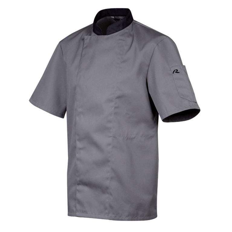 Veste de cuisine 100% coton gris manches courtes Saga - ROBUR - A l'unité