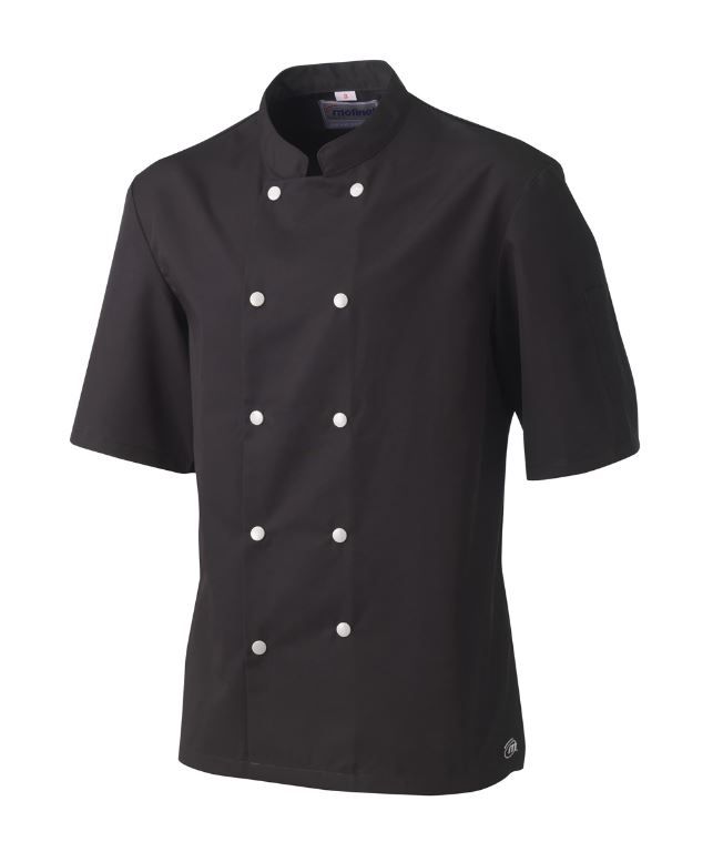 Veste de cuisine polycoton noire manches courtes Blake - MOLINEL - A l'unité