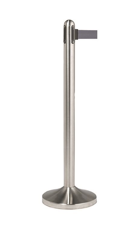 Poteau inox à bande rétractable grise (Lg 210cm) Haut. 120cm - VERMES - A l'unité