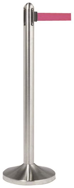 Poteau inox à bande rétractable rouge (Lg 210cm) Haut. 120cm - VERMES - A l'unité