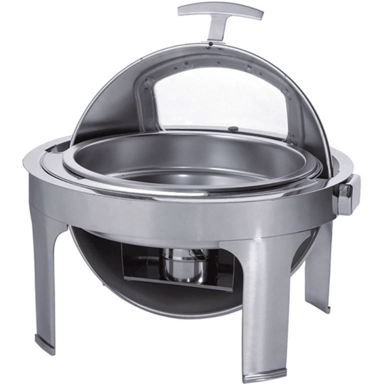 Chafing dish rond inox avec couvercle rotatif roll top - PUJADAS - A l'unité