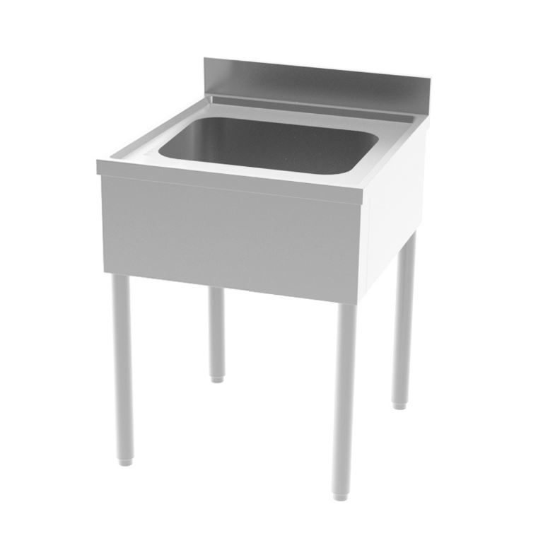 Plonge inox adossée sans étagère 1 bac 700x700mm - INOX E INOX - A l'unité