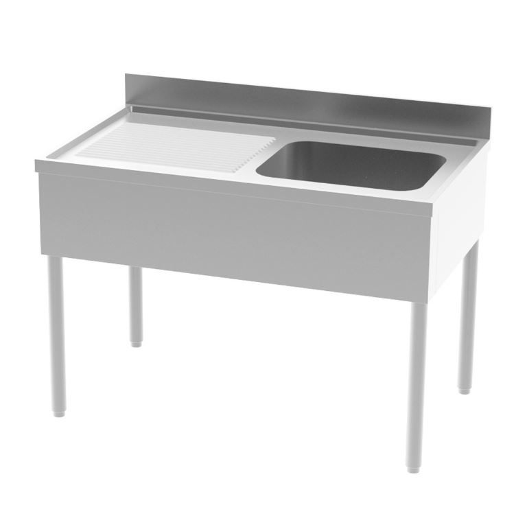 Plonge inox adossée sans étagère 1 bac droite 1400x700mm - INOX E INOX - A l'unité