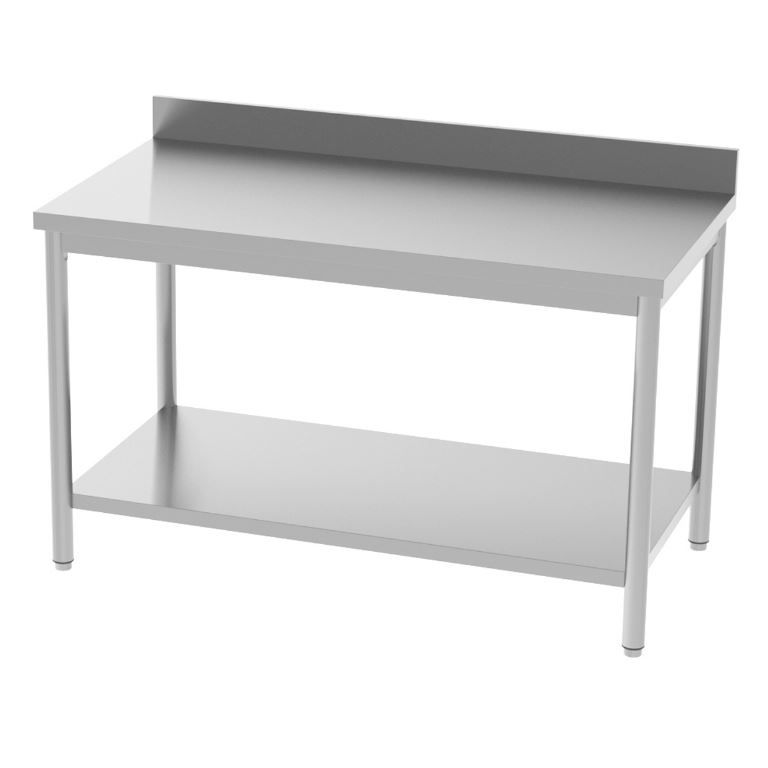 Table inox adossée avec étagère 1200x700x850/900mm - INOX E INOX - A l'unité