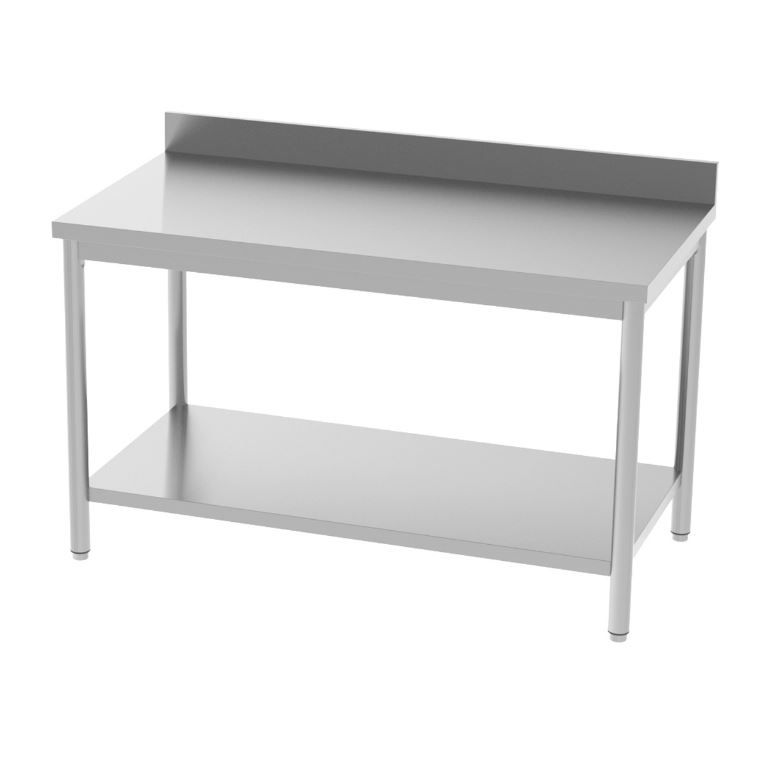 Table inox adossée avec étagère 1400x700x850/900mm - INOX E INOX - A l'unité