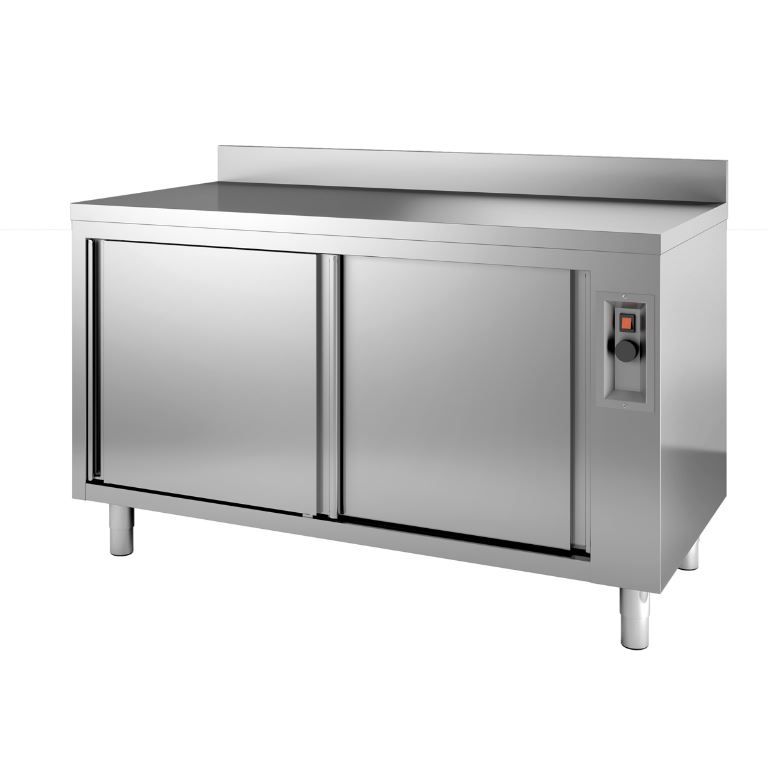 Meuble bas chauffant adossé 1200x700x850/900mm - INOX E INOX - A l'unité