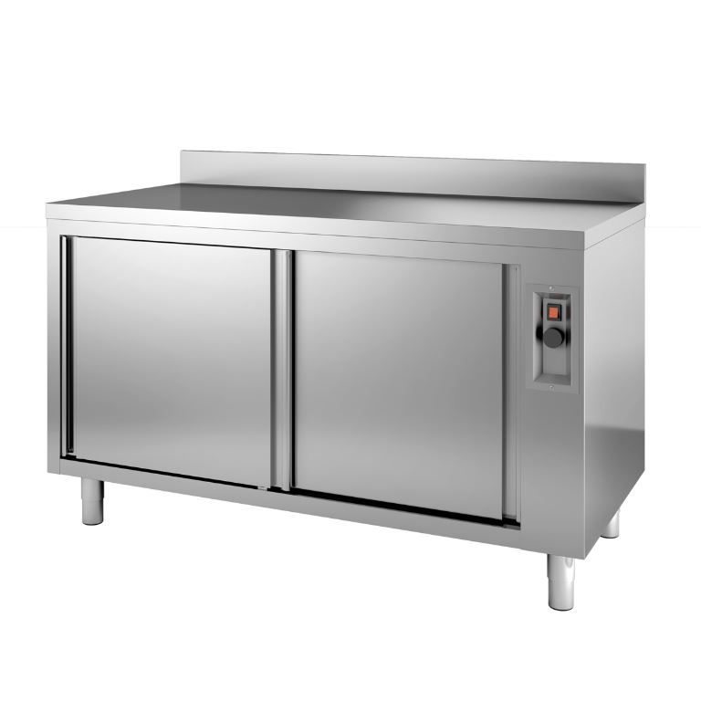 Meuble bas chauffant adossé 1400x700x850/900mm - INOX E INOX - A l'unité