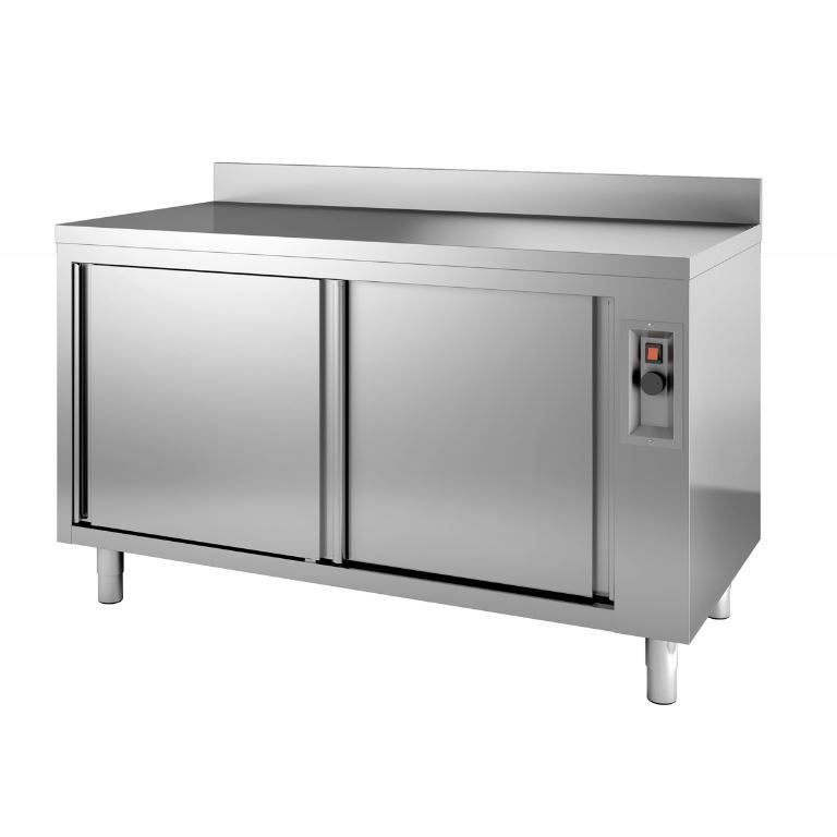 Meuble bas chauffant adossé 1600x700x850/900mm - INOX E INOX - A l'unité