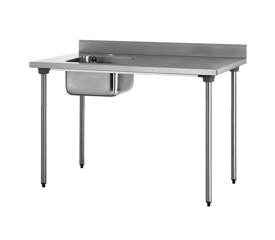 Table chef adossée 1 bac gauche sans étagère 1200x700x900mm - TOURNUS - A l'unité