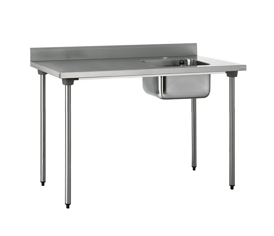 Table chef adossée 1 bac droite sans étagère 1600x700x900mm - TOURNUS - A l'unité