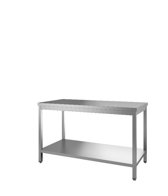 Table inox centrale avec étagères pieds carrées 1400x700x850/900mm - INOX E INOX - A l'unité