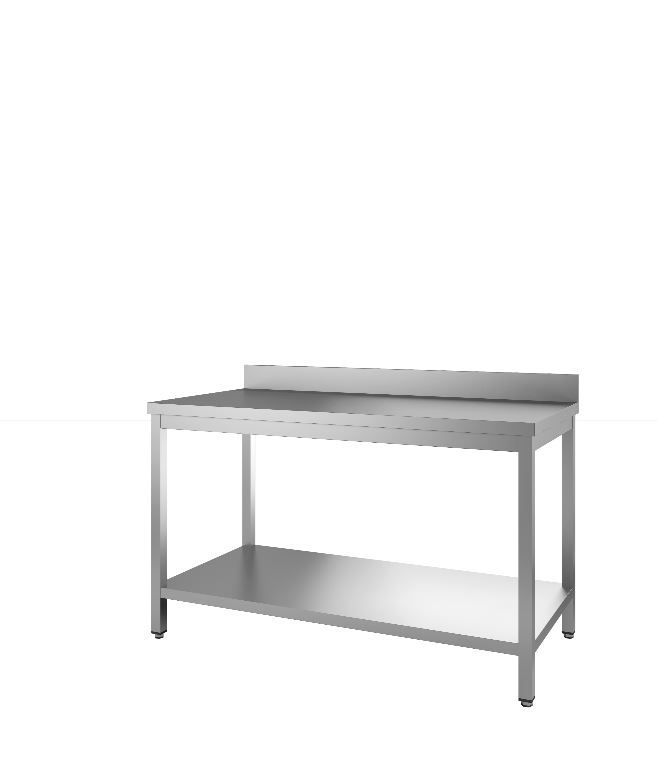 Table inox adossée avec étagères pieds carrées 1200x700x850/900mm - INOX E INOX - A l'unité