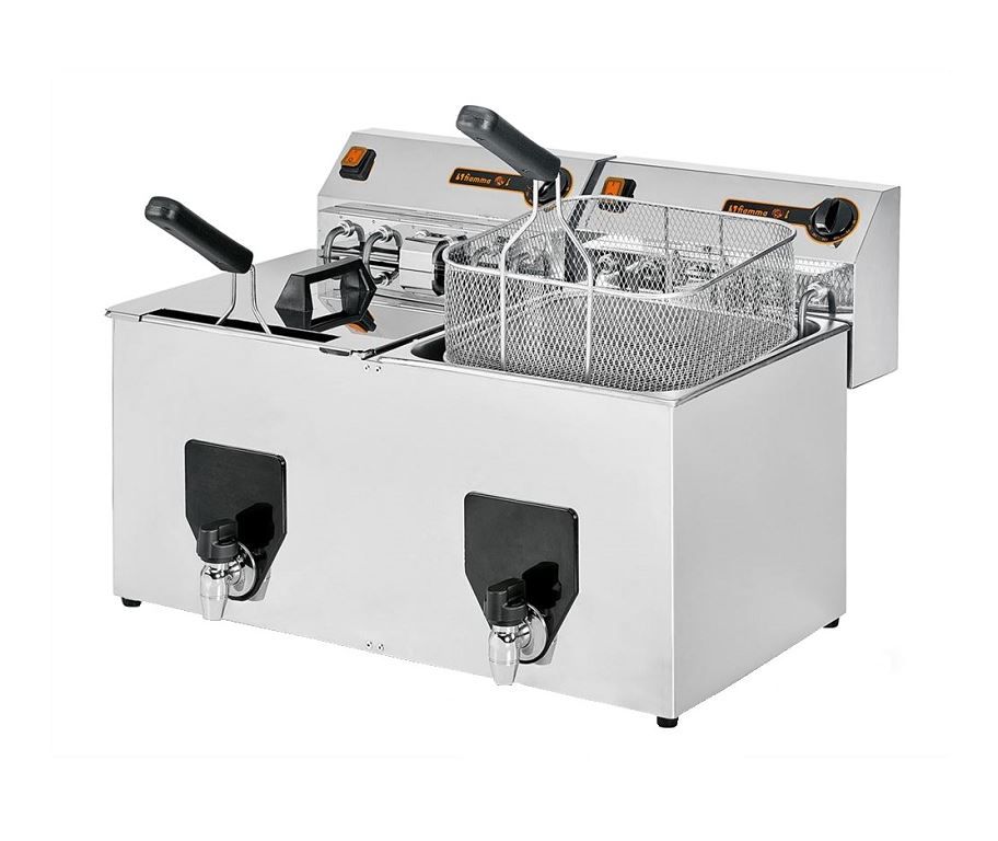 Friteuse électrique 2x10l avec 2 robinets vidange - FIAMMA - A l'unité