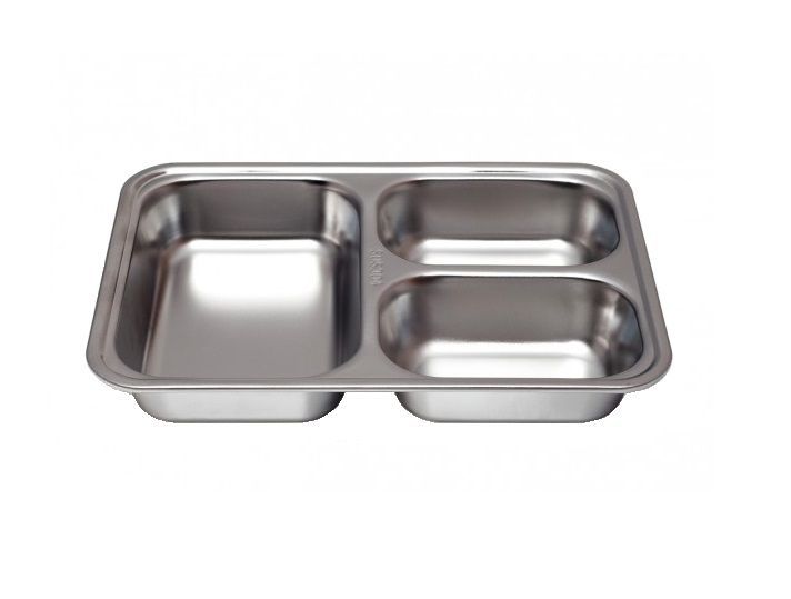 Plateau 3 compartiments inox 24x17cm - PLASTOREX - Carton de 6