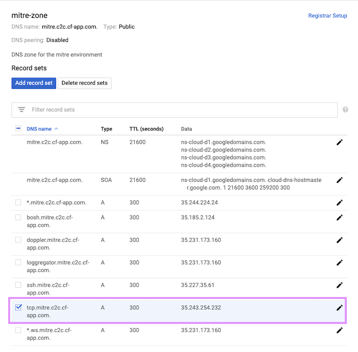 example TCP domain DNS on GCP