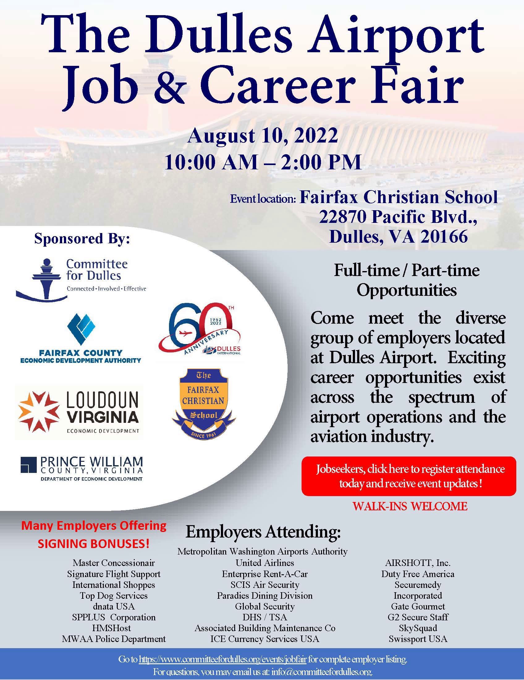 40Plus of Greater Washington The Dulles Airport Job and Career Fair