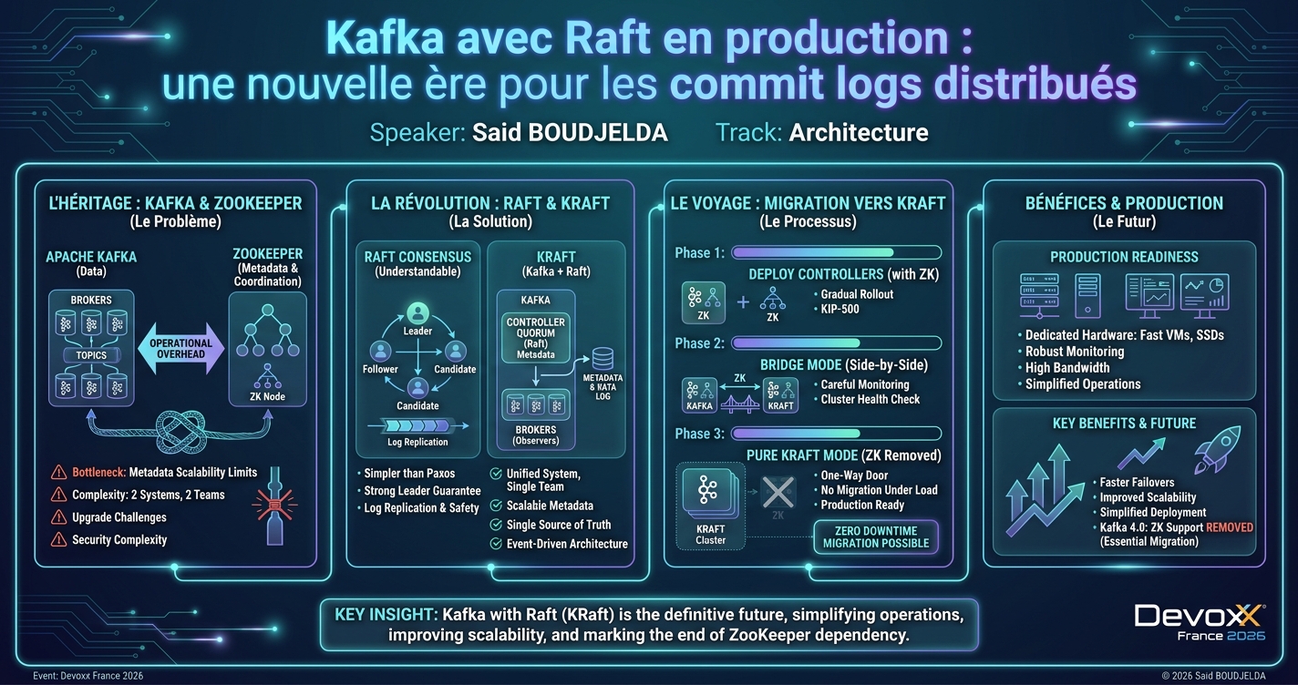 Kafka avec Raft en production : une nouvelle ère pour les commit logs distribués infographic