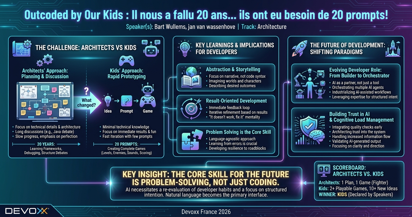 Outcoded by Our Kids : Il nous a fallu 20 ans… ils ont eu besoin de 20 prompts ! infographic