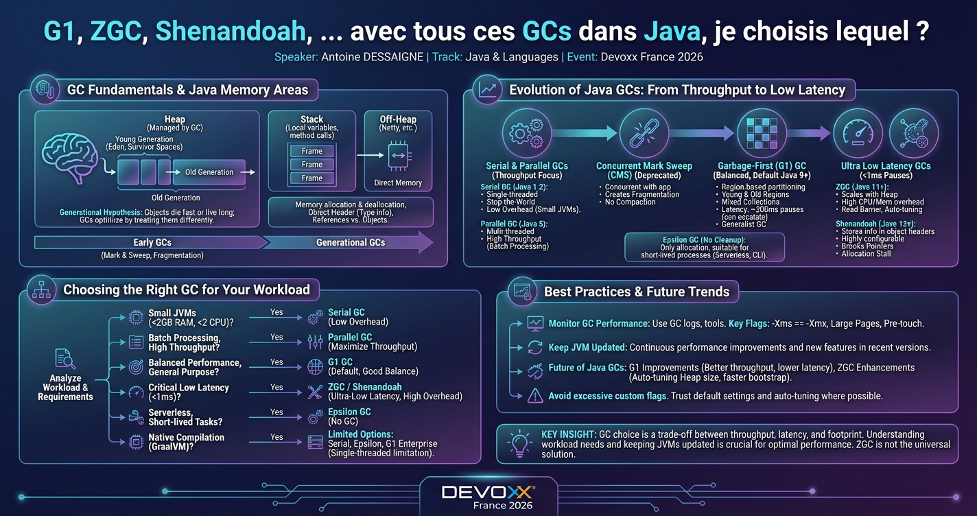 G1, ZGC, Shenandoah, ... avec tous ces GCs dans Java, je choisis lequel ? infographic