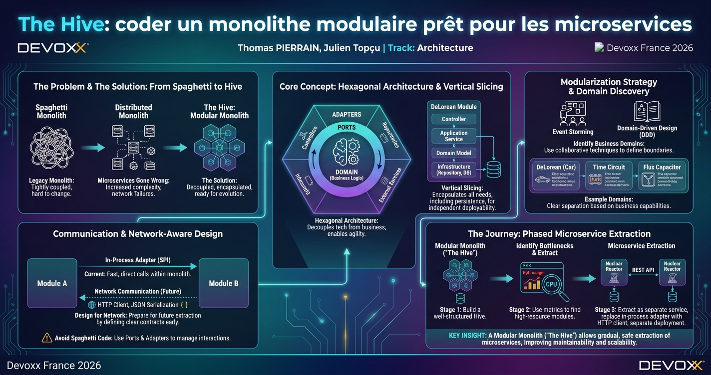 The Hive : coder un monolithe modulaire prêt pour les microservices infographic