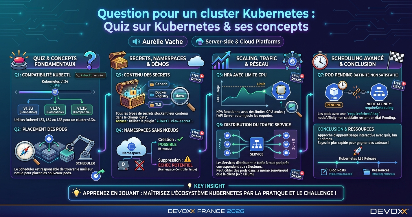 Question pour un cluster Kubernetes : Quiz sur Kubernetes & ses concepts infographic