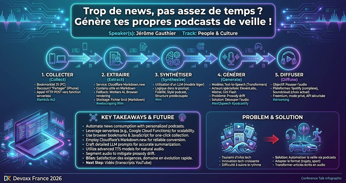 Trop de news, pas assez de temps ? Génère tes propres podcasts de veille ! infographic