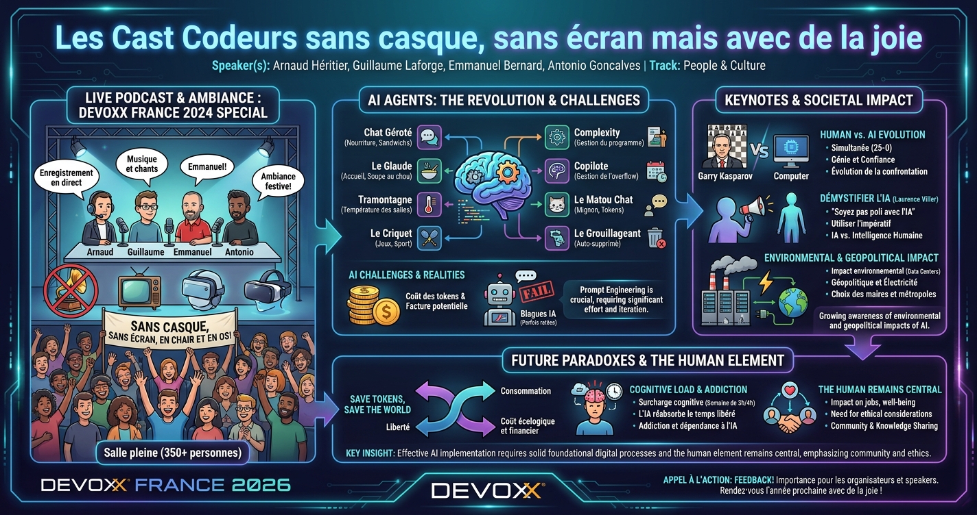 Les Cast Codeurs sans casque, sans écran mais avec de la joie infographic