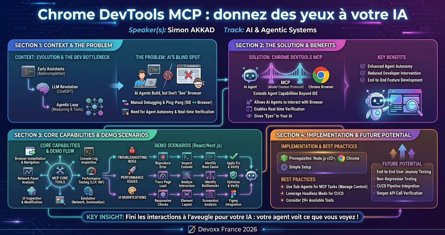 Chrome DevTools MCP : donnez des yeux à votre IA infographic