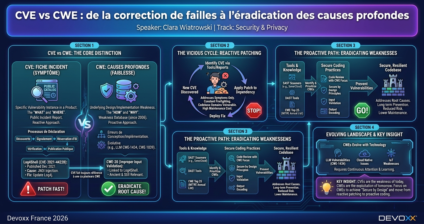 CVE vs CWE : de la correction de failles à l'éradication des causes profondes infographic